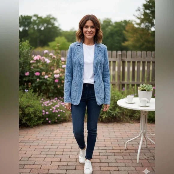 Solitaire Women's Blue Paisley Jacket - Picture 1 of 8